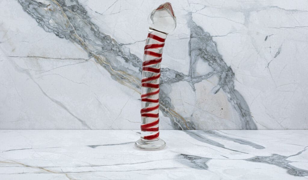 Glas Roter Kopf Doppeltes Glas Dildo 32