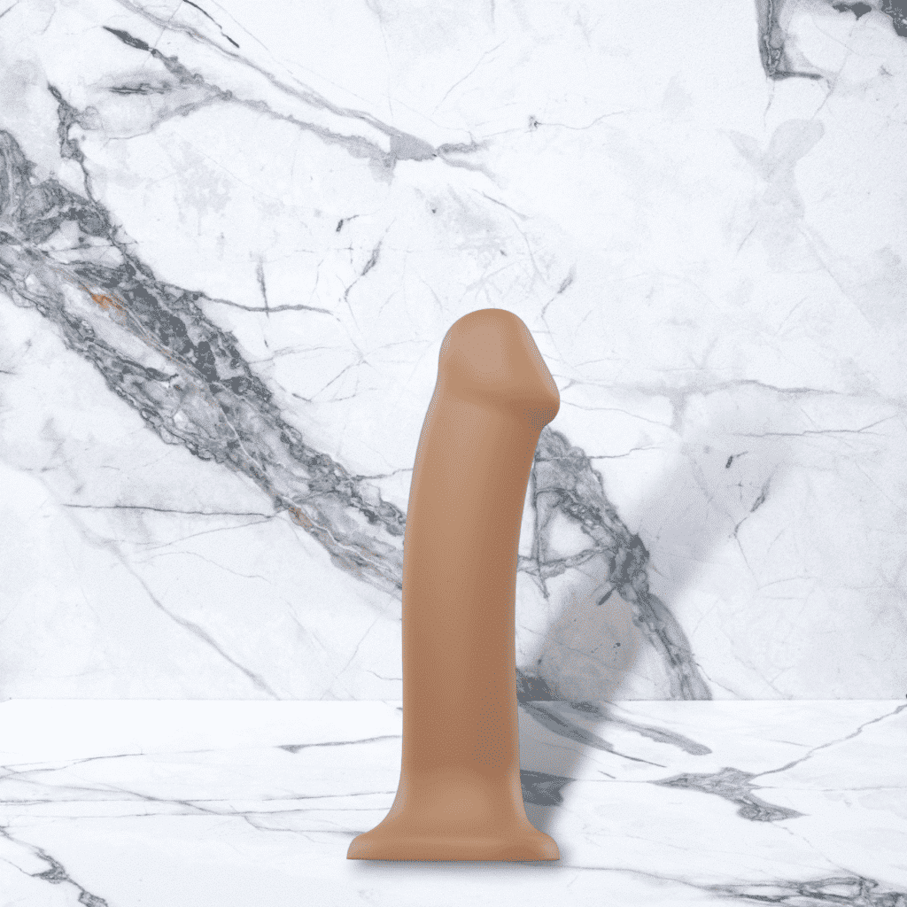 Strap On Me Dual Density Verformbarer Dildo Karamell 19 cm