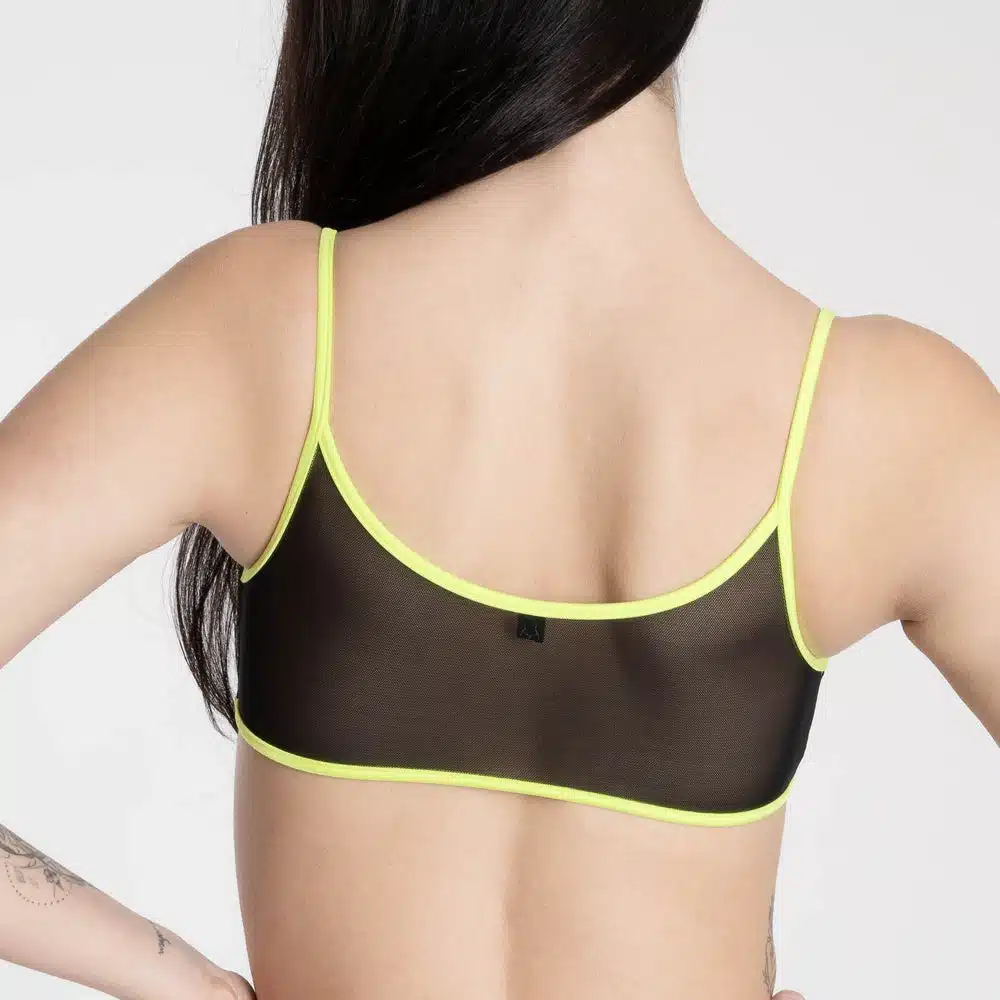Lucky Cheeks | Transparent, Schwarz, Neongelb – Mesh-Bralette – Schwarz/Gelb – Bild 2