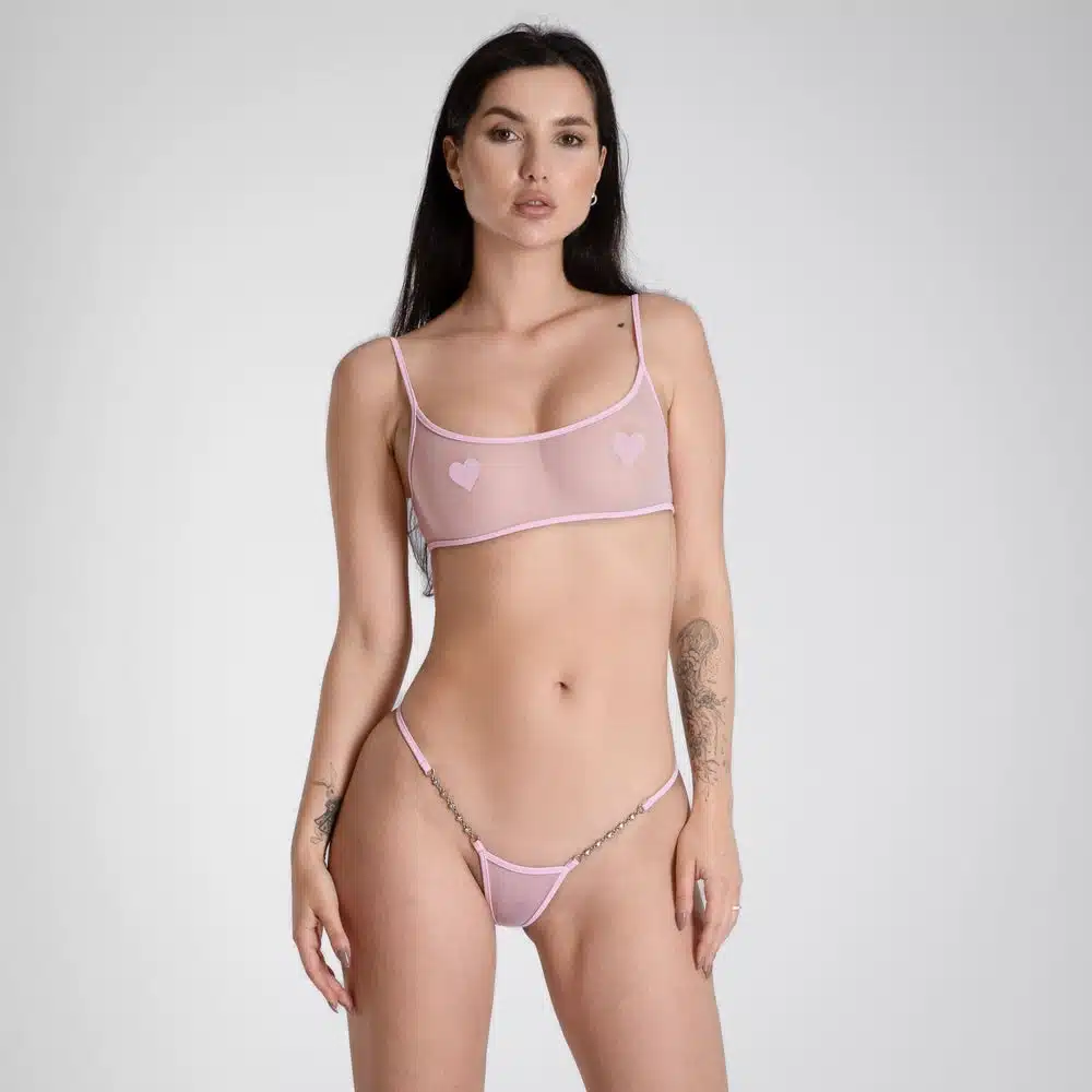 Lucky Cheeks | Transparent-Rosa – Mesh-Bralette – Bild 5