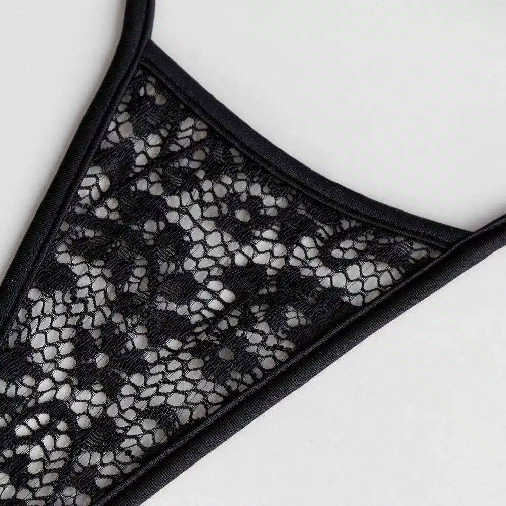 Lucky Cheeks | Vintage Lace – Mini-G-String – Schwarz – Bild 3