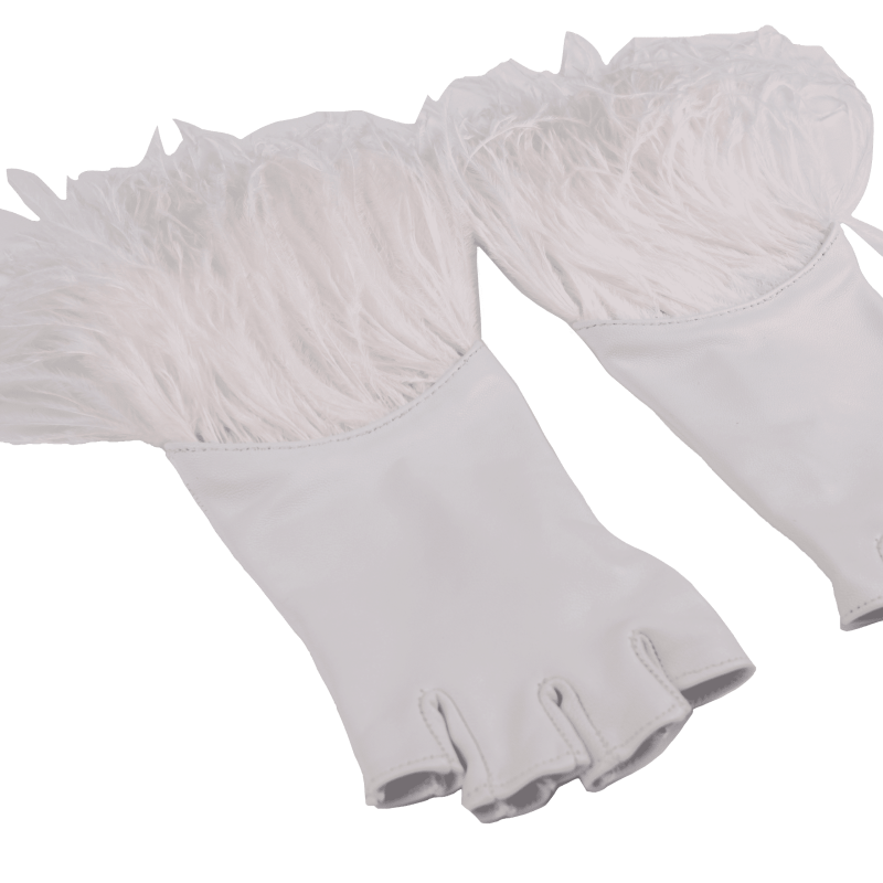 Elif Domanic Berura Handschuhe mit Straußenfedern 2
